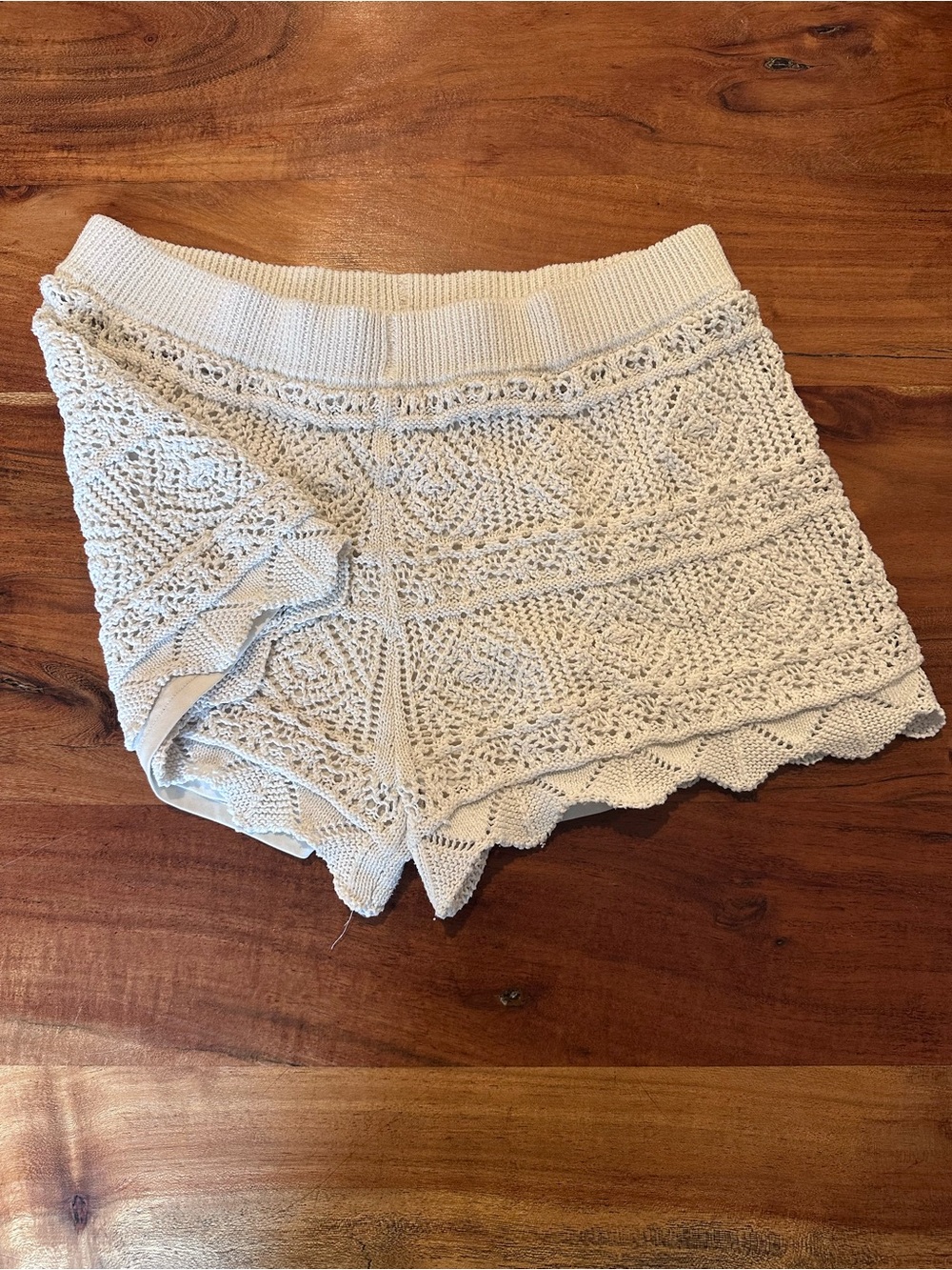 a new day Cream Crochet High-Waist Knit Shorts